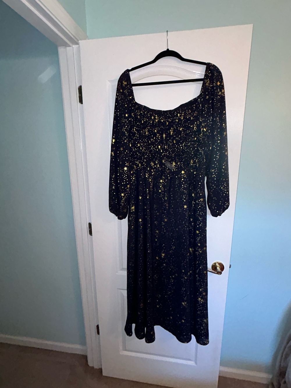BloomChic NAVY (not black) Midi Dress with Gold Star Print